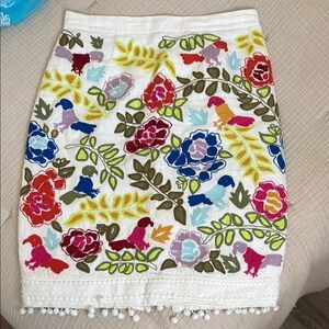 Floral Embroidered Skirt - Multicolor